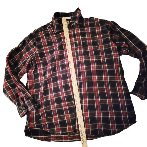 LL Bean Mens‎ Red Navy Blue Plaid Long Sleeve Casual Button Up Shirt Size 48 - Picture 4 of 5